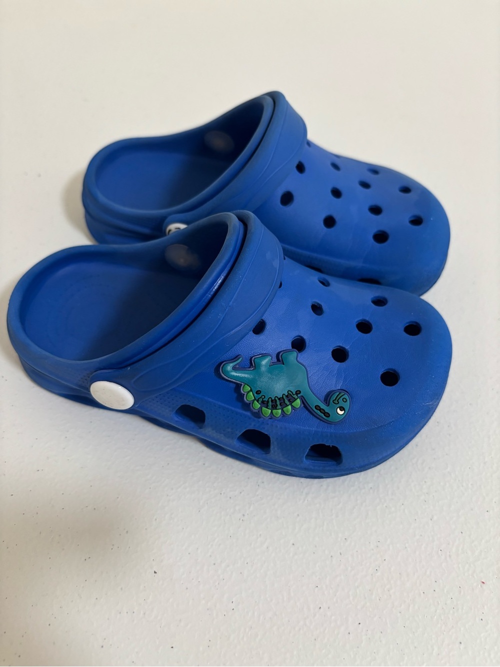 Kids Blue Slip-On Sandals with Dino Charm
